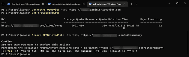 Using PowerShell to delete SharePoint site