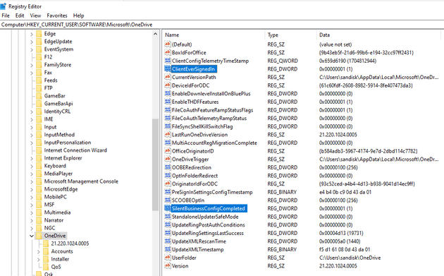 Validating Silent Account Config was successful in the registry